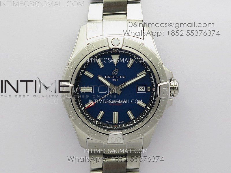 Avenger Chronometer 42mm SS BLSF 1:1 Best Version Blue Dial On SS Bracelet A2824