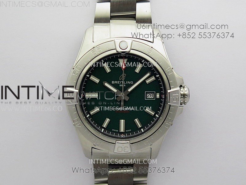 Avenger Chronometer 42mm SS BLSF 1:1 Best Version Green Dial On SS Bracelet A2824