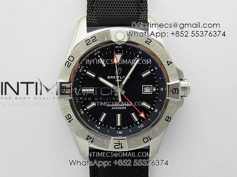 avenger-chronometer-45mm-red-gmt-hand-ss-b50f-11-best-edition-black-dial-on-black-nylon-strap-a2836.jpg Avenger Chronometer 45mm Red GMT Hand SS B50F 1:1 Best Edition Black Dial On Black Nylon Strap A2836 - Image 1