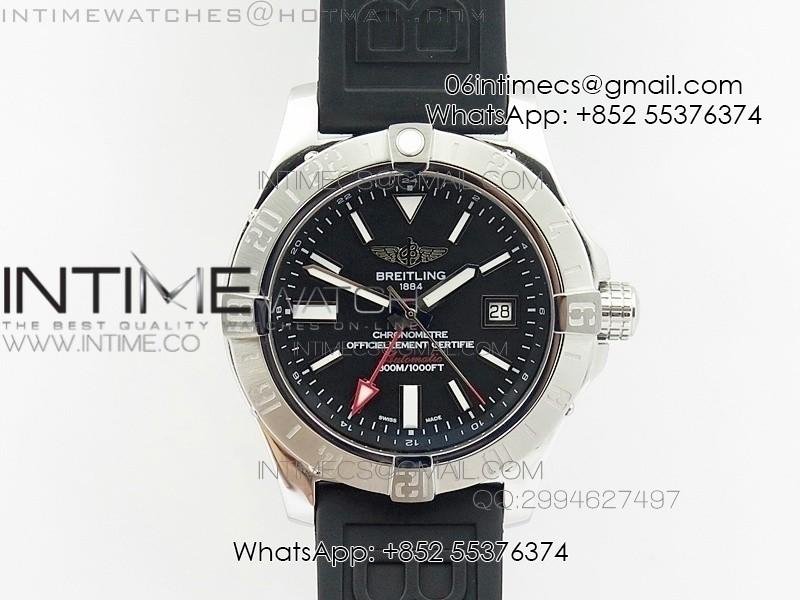 avenger-gmt-ss-black-sticks-marker-dial-on-rubber-strap-a2836.jpg Avenger GMT SS Black Sticks Marker Dial on Rubber strap A2836 - Image 1