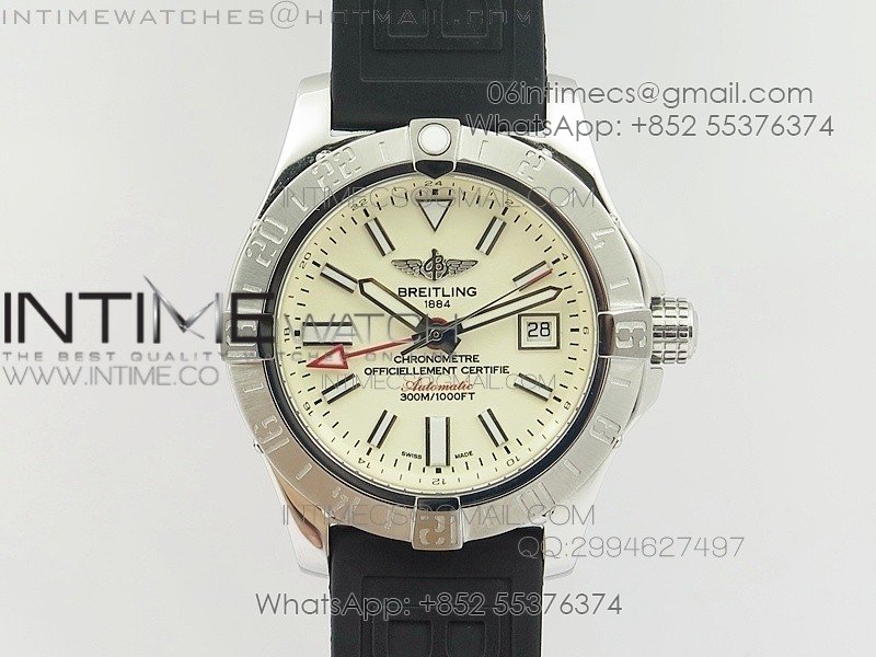 Avenger GMT SS White Sticks Marker Dial on Rubber strap A2836