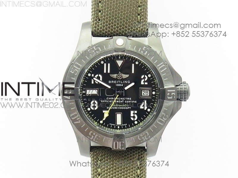 Avenger II Seawolf DLC V2 Best Black Dial Numeral Markers Yellow Second Hand on Black Strap A2836(Free Brown Leather Strap