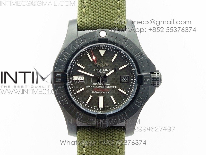 Avenger II Seawolf PVD Black CF Dial on Green Nylon Strap A2836