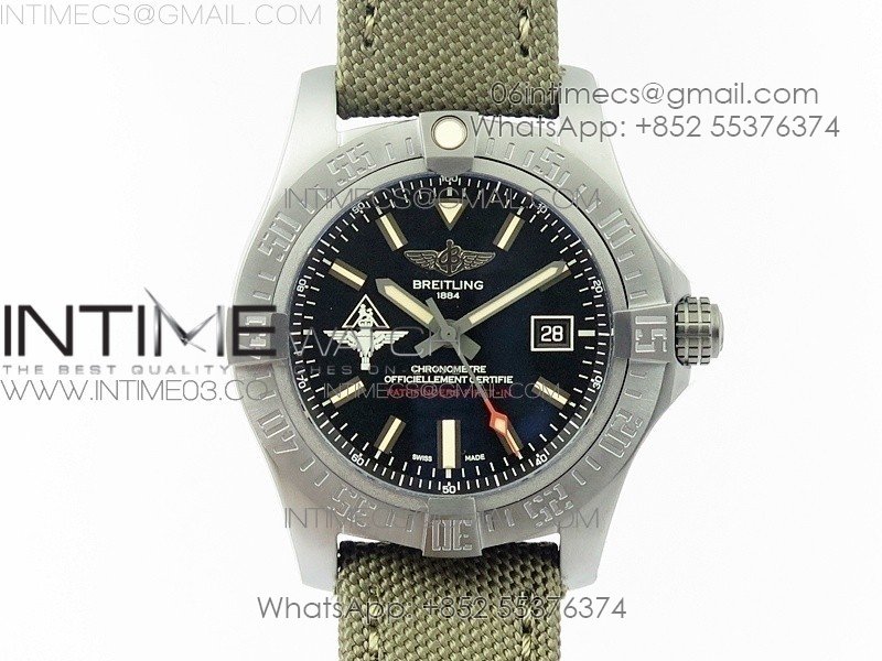 AVENGER V17310 Ti DLC 1:1 Best Edition Black Dial Pathfinders First In on Nylon Strap A2824