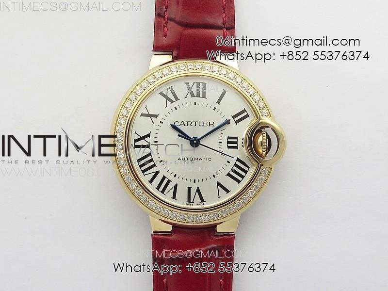 ballon-bleu-33mm-diamonds-bezel-rg-3kf-11-best-edition-white-dial-on-red-leather-strap-a076.jpg Ballon Bleu 33mm Diamonds Bezel RG 3KF 1:1 Best Edition White Dial on Red Leather Strap A076 - Image 1