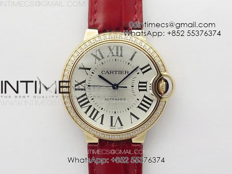 ballon-bleu-36mm-diamonds-bezel-rg-3kf-11-best-edition-white-textured-dial-on-red-leather-strap-a076.jpg Ballon Bleu 36mm Diamonds Bezel RG 3KF 1:1 Best Edition White Textured Dial On Red Leather Strap A076 - Image 1