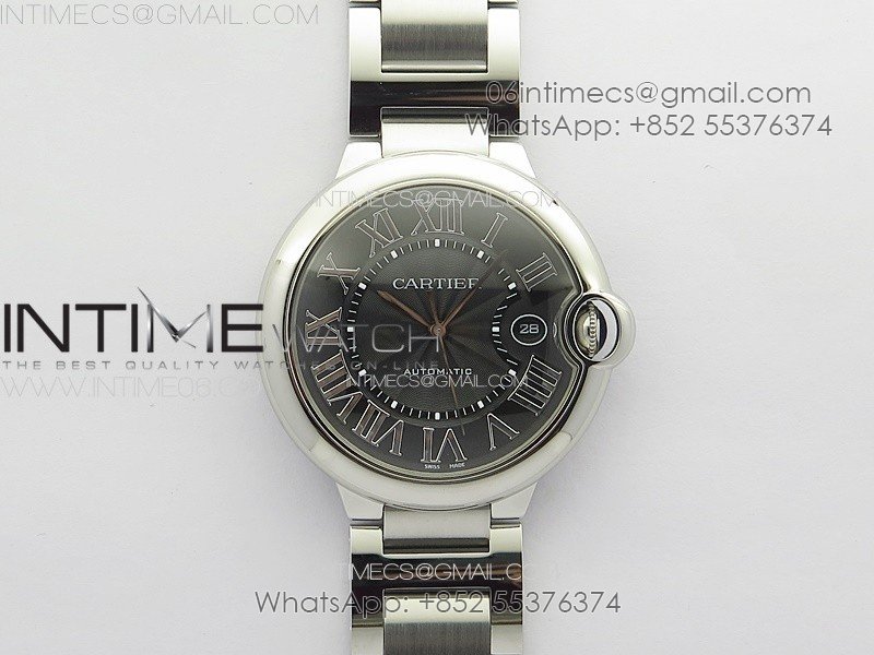 Ballon Bleu 42mm SS 3KF 1:1 Best Edition Black Texture Dial on SS Bracelet A2824