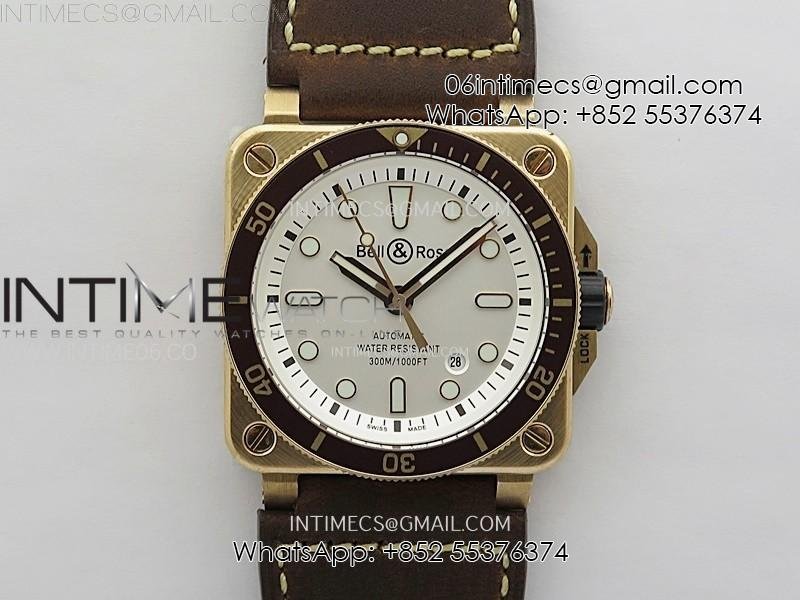 BR 03-92 Diver Ceramic Bezel Bronze B12 1:1 Best Edition White Dial on Brown Leather Strap MIYOTA 9015 (Free Rubber Strap)