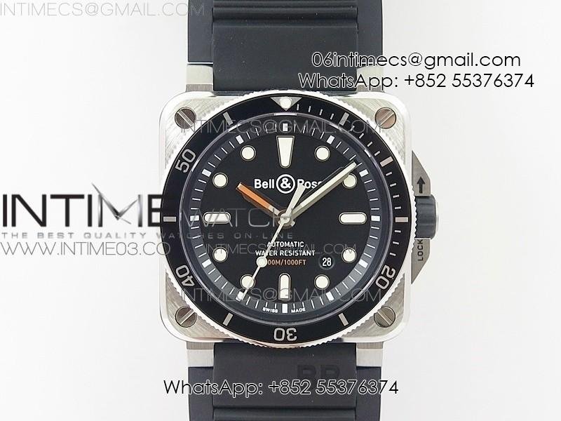 BR 03-92 Diver SS Black Dial on Rubber Strap MIYOTA 9015 (Free Leather)