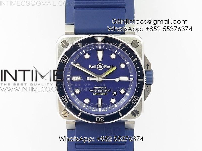 BR 03-92 Diver SS OXF 1:1 Best Edition Blue Dial on Rubber Strap MIYOTA 9015 (Free Leather)