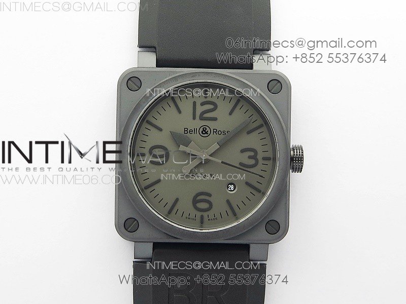 BR 03-92 Real Ceramic 1:1 Best Edition Gray Dial on Black Rubber Strap MIYOTA 9015