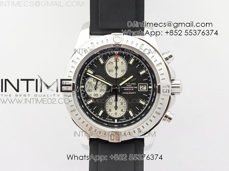 challenger-chronograph-ss-black-dial-on-rubber-strap-a7750-free-a-rubber-strap.jpg Challenger Chronograph SS Black Dial on Rubber Strap A7750 (Free rubber strap) - Image 1