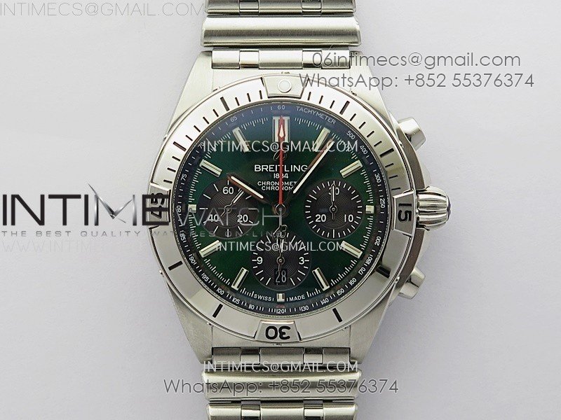 Chronomat B01 42mm SS TF 1:1 Best Edition Green Dial on SS Bracelet A7750