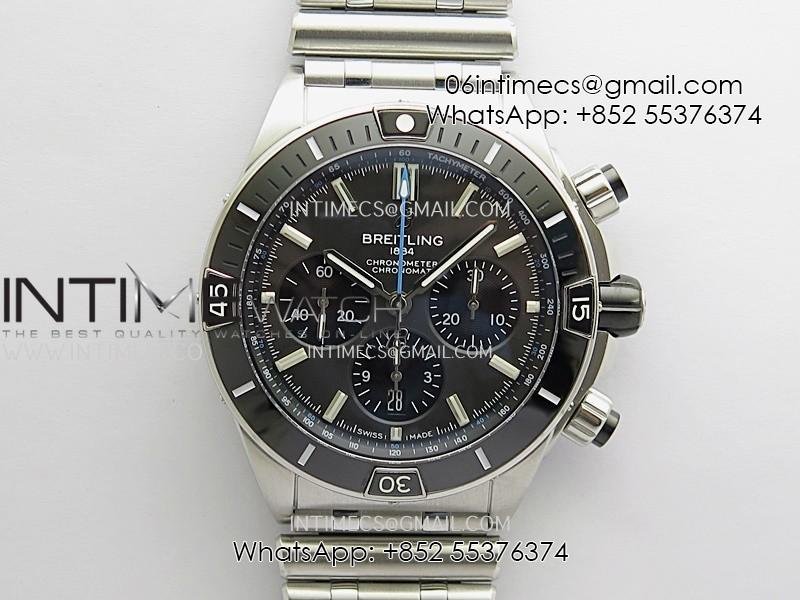 Chronomat B01 44mm SS TF 1:1 Best Edition Gray Dial On SS Bracelet A7750 To Cal.01 (Free Rubber Strap)