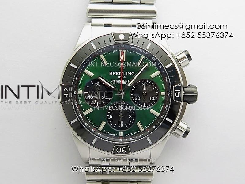 chronomat-b01-44mm-ss-tf-11-best-edition-green-dial-on-ss-bracelet-a7750-to-cal01-free-rubber-strap.jpg Chronomat B01 44mm SS TF 1:1 Best Edition Green Dial On SS Bracelet A7750 To Cal.01 (Free Rubber Strap) - Image 1