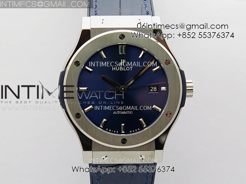 Classic Fusion 42mm Titanium JJZF 1:1 V2 Best Edition Blue Dial On Blue Gummy Strap
