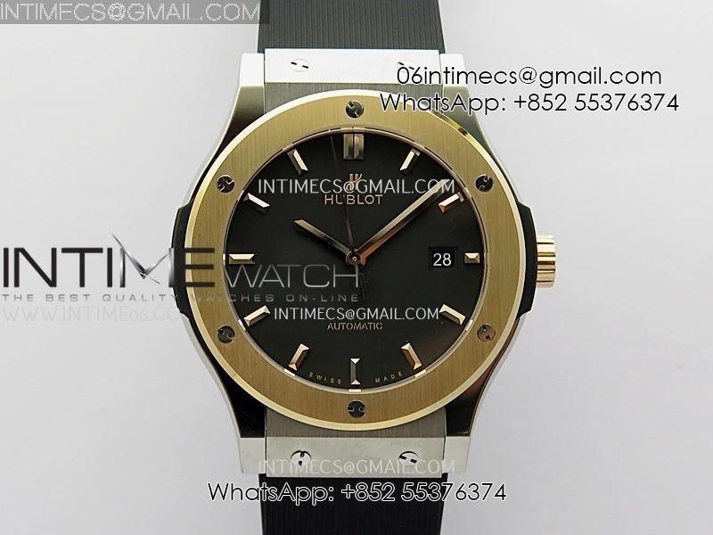 Classic Fusion 42mm Titanium/RG JJZF 1:1 Best Edition Black Dial On Black Rubber Strap