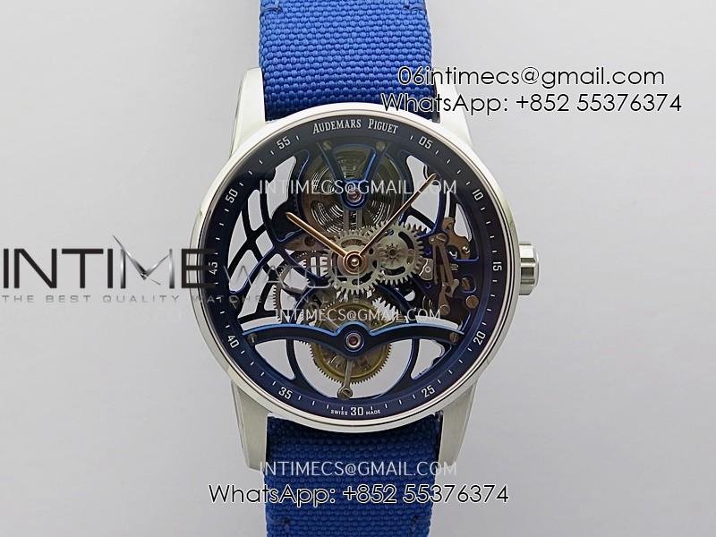 code-1159-26600nb-ss-appf-best-edition-blue-skeleton-dial-on-blue-nylon-strap-asian-tourbillon.jpg Code 11.59 26600NB SS APPF Best Edition Blue Skeleton Dial on Blue Nylon Strap Asian Tourbillon - Image 1