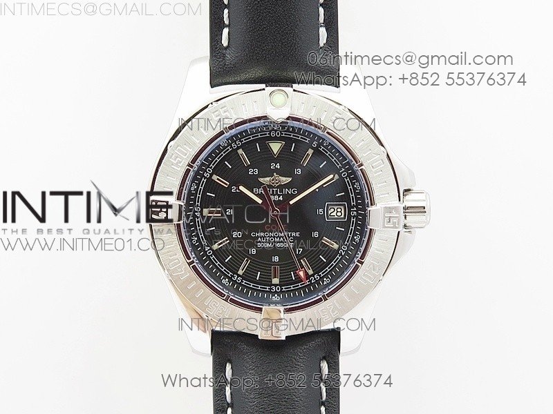 Colt Automatic 44mm SS Black Textured Dial on Black Leather Strap A2824