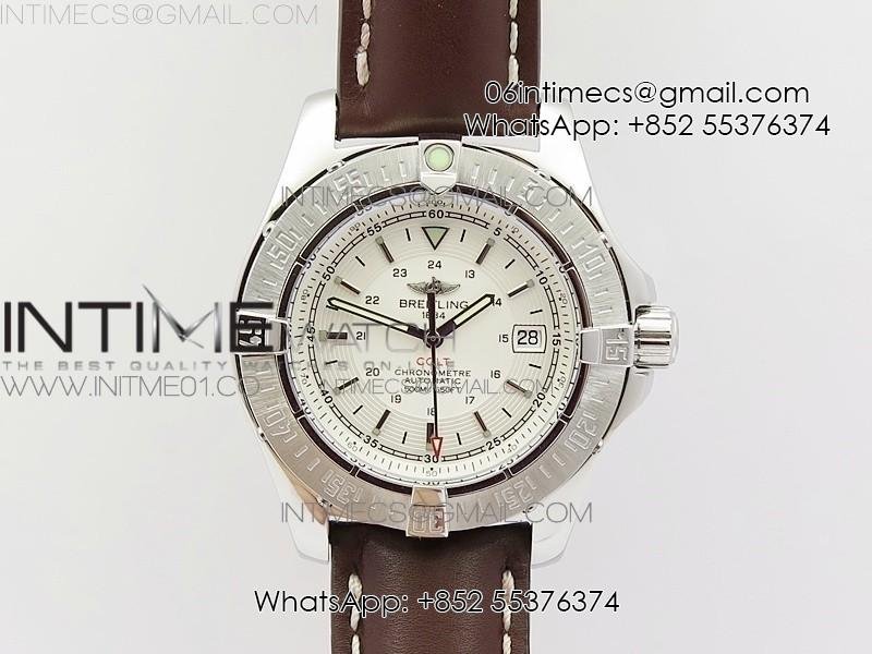 Colt Automatic 44mm SS White Textured Dial on Brown Leather Strap A2824