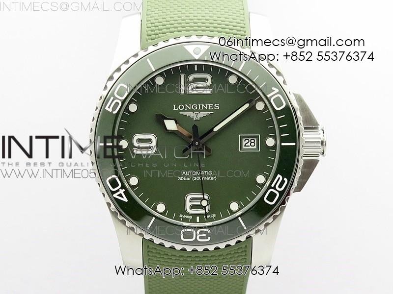 conquest-l38404566-real-ceramic-bezel-ss-zf-1-1-best-edition-green-dial-on-green-rubber-strap-a2824.jpg Conquest L3.840.4.56.6 Real Ceramic Bezel SS ZF 1:1 Best Edition Green dial On Green Rubber Strap A2824 - Image 1