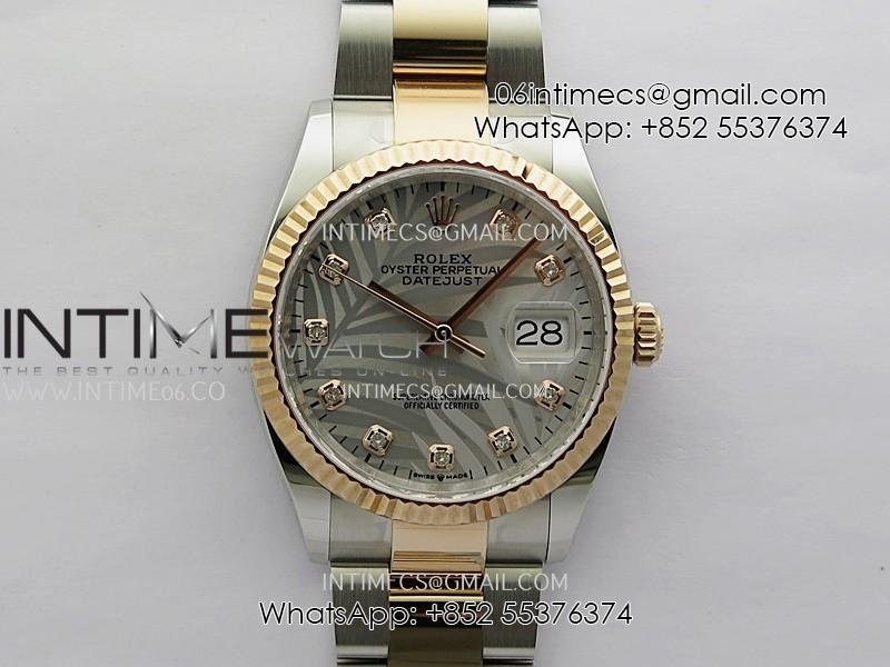 datejust-126233-36mm-904l-ssrg-arf-11-best-edition-silver-leaves-dial-diamond-marker-on-oyster-bracelet-vr3235.jpg DateJust 126233 36mm 904L SS/RG AR+F 1:1 Best Edition Silver Leaves Dial Diamond Marker On Oyster Bracelet VR3235 - Image 1