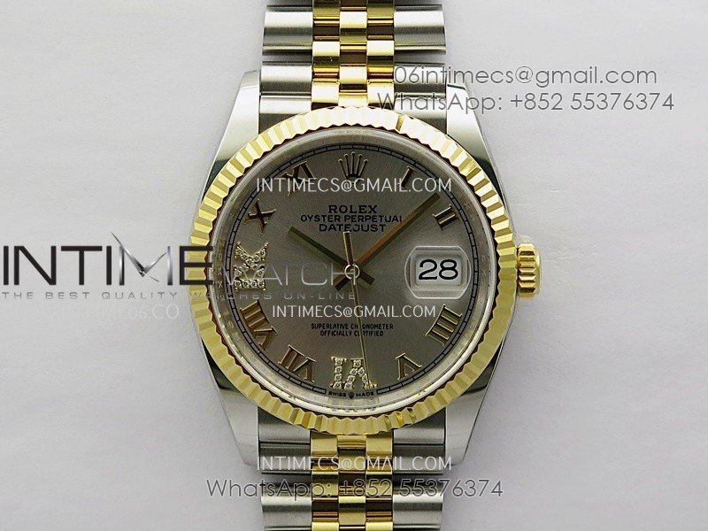 DateJust 126233 36mm 904L SS/YG AR+F 1:1 Best Edition Sliver Dial Roman Diamond Marker On Jubilee Bracelet VR3235