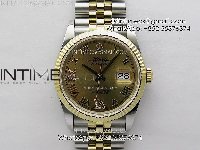 DateJust 126233 904L SS/YG JDF 1:1 Best Edition Gold Dial Roman Markers on Jubilee SS/YG Bracelet