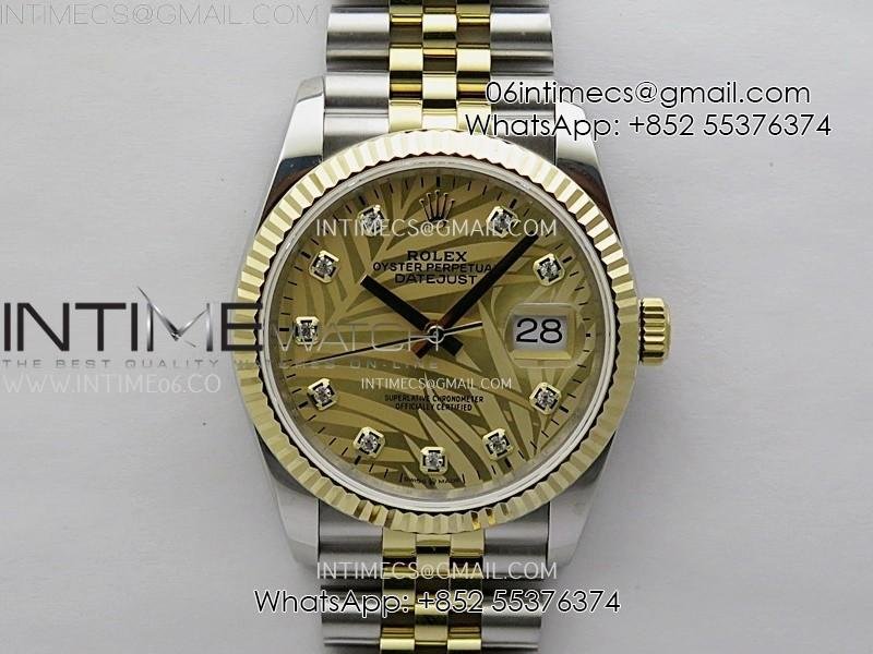 DateJust 126233 904L SS/YG JDF 1:1 Best Edition Gold Leaves Dial Diamond Markers on Jubilee SS/YG Bracelet