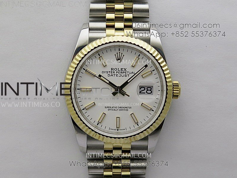 DateJust 126233 904L SS/YG JDF 1:1 Best Edition White Dial Stick Markers on Jubilee SS/YG Bracelet