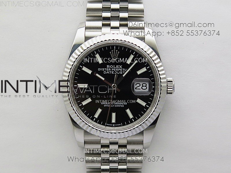 DateJust 126234 904L SS JDF 1:1 Best Edition Black Dial Stick Markers on Jubilee 904L SS Bracelet