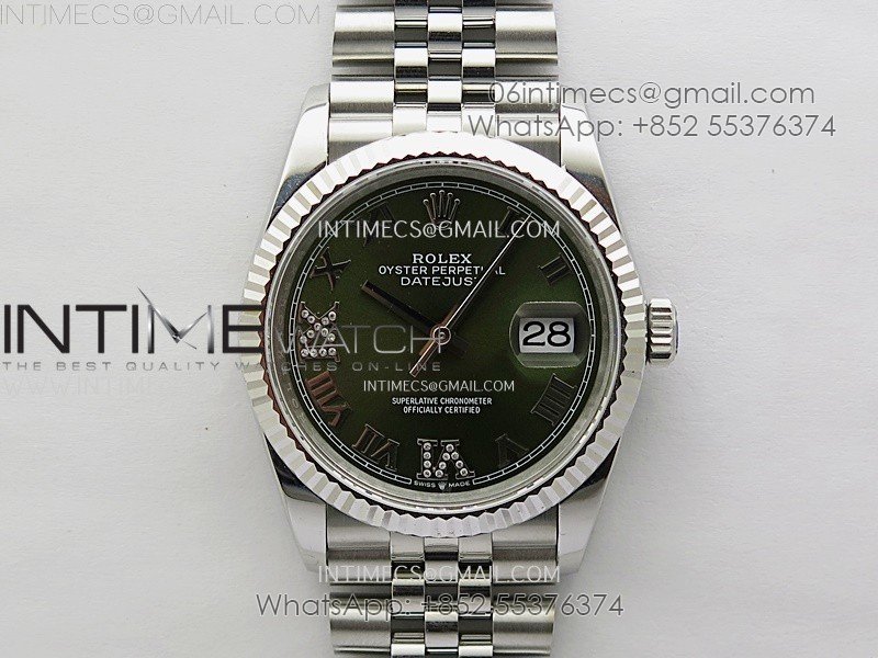 DateJust 126234 904L SS JDF 1:1 Best Edition Green Dial Roman Markers on Jubilee 904L SS Bracelet