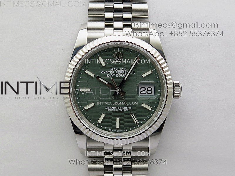 DateJust 126234 904L SS JDF 1:1 Best Edition Green Fluted Dial Stick Markers on Jubilee 904L SS Bracelet