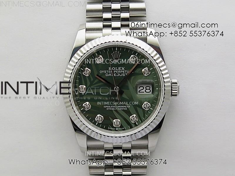 DateJust 126234 904L SS JDF 1:1 Best Edition Green Leaves Dial Diamond Markers on Jubilee 904L SS Bracelet