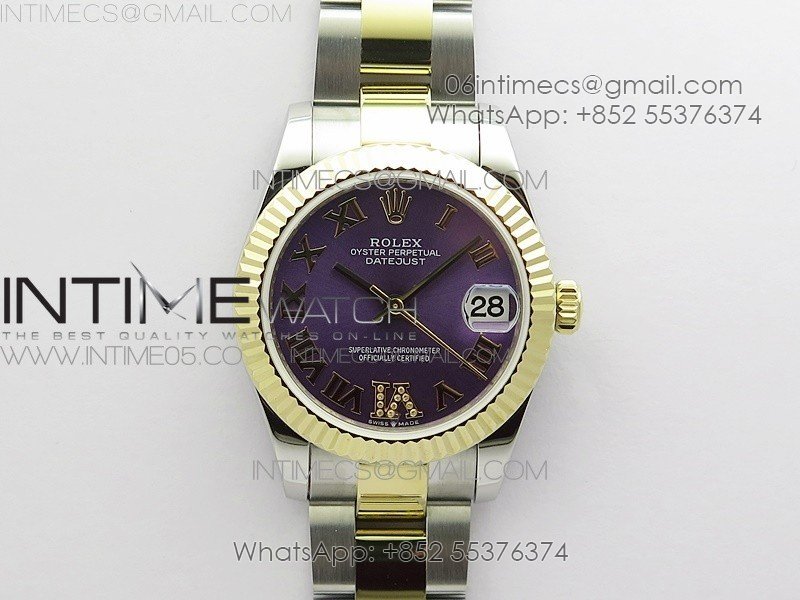 Datejust 31mm 278273 SS/YG BP Best Edition Purple Roman Markers Dial on SS/YG Oyster Bracelet