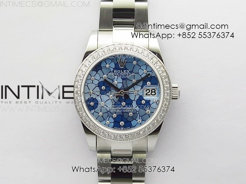 datejust-31mm-278274-904l-ss-crystals-bezel-gmf-best-edition-blue-flowers-crystals-dial-on-904l-oyster-bracelet-a2824.jpg DateJust 31mm 278274 904L SS/Crystals Bezel GMF Best Edition Blue Flowers Crystals Dial on 904L Oyster Bracelet A2824 - Image 1