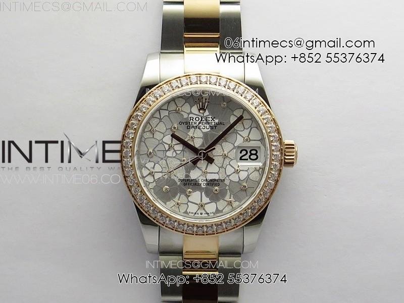 datejust-31mm-278274-904l-ss-rg-crystals-bezel-gmf-best-edition-silver-flowers-crystals-dial-on-904l-ss-rg-oyster-bracelet-a2824.jpg DateJust 31mm 278274 904L SS/RG Crystals Bezel GMF Best Edition Silver Flowers Crystals Dial on 904L SS/RG Oyster Bracelet A2824 - Image 1