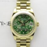 DateJust 31mm 278274 YG GMF Best Edition Green Flowers Crystals Dial on YG President Bracelet A2824