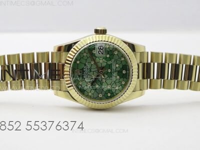 DateJust 31mm 278274 YG GMF Best Edition Green Flowers Crystals Dial on YG President Bracelet A2824 - Image 3