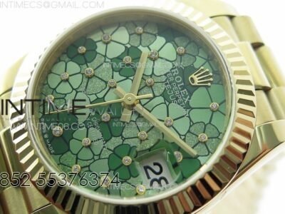DateJust 31mm 278274 YG GMF Best Edition Green Flowers Crystals Dial on YG President Bracelet A2824 - Image 4