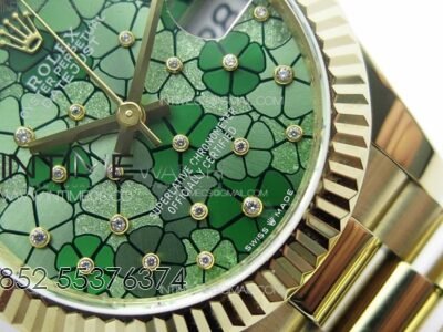 DateJust 31mm 278274 YG GMF Best Edition Green Flowers Crystals Dial on YG President Bracelet A2824 - Image 5