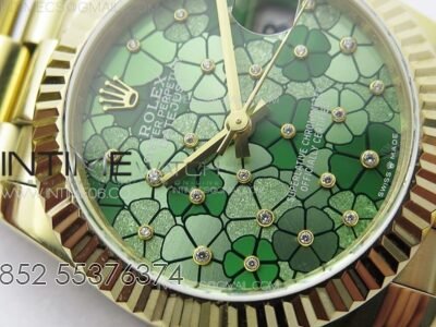 DateJust 31mm 278274 YG GMF Best Edition Green Flowers Crystals Dial on YG President Bracelet A2824 - Image 6