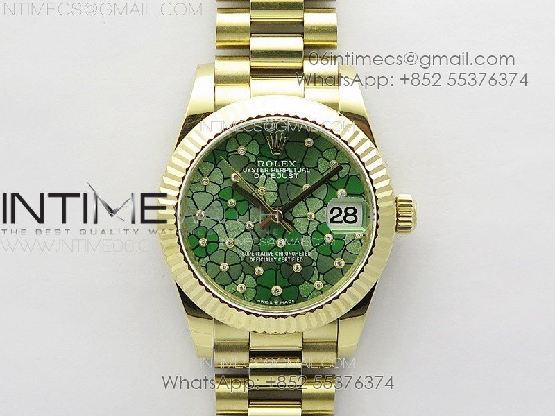 datejust-31mm-278274-yg-gmf-best-edition-green-flowers-crystals-dial-on-yg-president-bracelet-a2824.jpg DateJust 31mm 278274 YG GMF Best Edition Green Flowers Crystals Dial on YG President Bracelet A2824 - Image 1