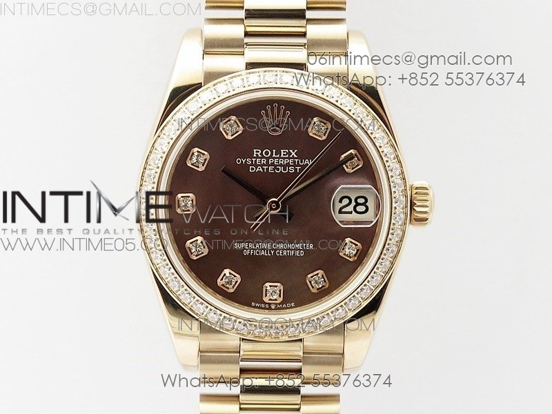 Datejust 31mm 278275 RG BP Best Edition Dia Bezel Brown Roman Crystal Markers Dial on RG President Bracelet