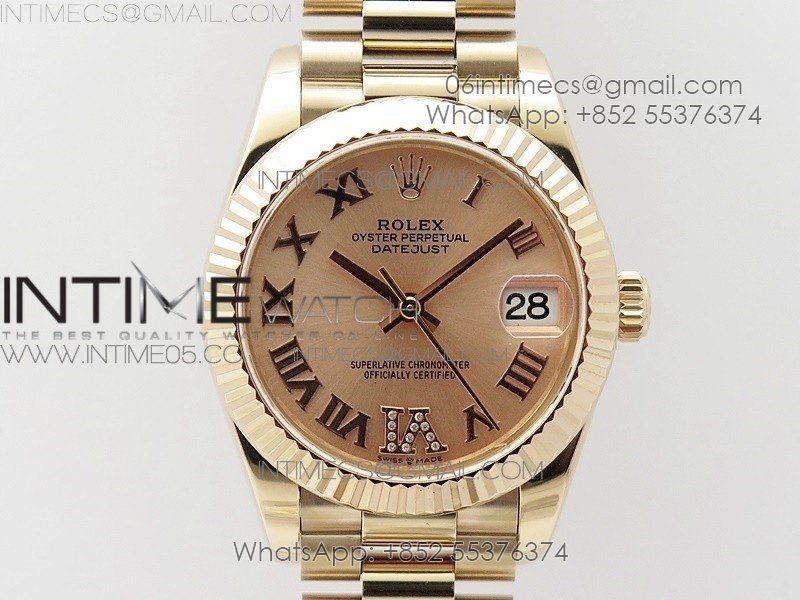 Datejust 31mm 278275 RG BP Best Edition RG Roman Markers Dial @6 Dia on RG President Bracelet