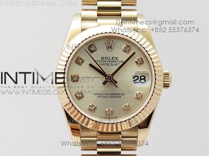Datejust 31mm 278275 RG BP Best Edition Silver Crystals Markers Dial on RG President Bracelet