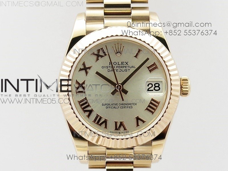 Datejust 31mm 278275 RG BP Best Edition Silver Roman Markers Dial on RG President Bracelet