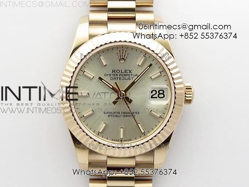 Datejust 31mm 278275 RG BP Best Edition Silver Sticks Markers Dial on RG President Bracelet