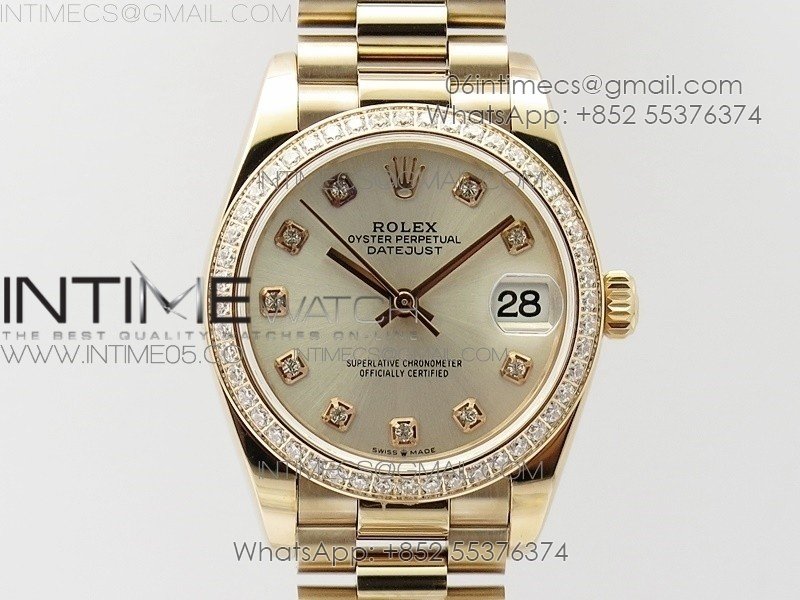 Datejust 31mm 278275 RG Dia Bezel BP Best Edition Silver Crystal Markers Dial on RG President Bracelet