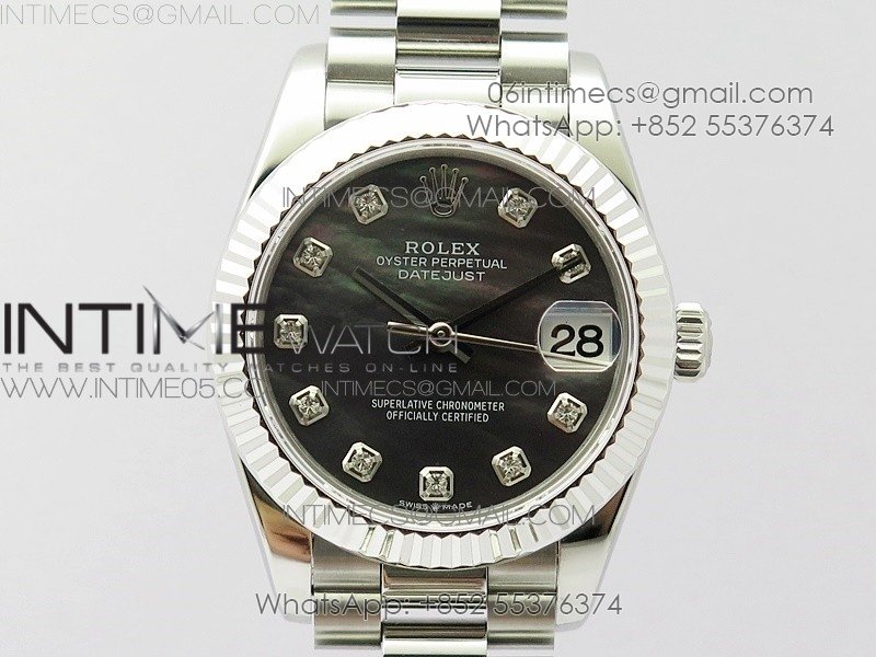 Datejust 31mm 278275 SS BP Best Edition Gray MOP Crystals Markers Dial on SS President Bracelet
